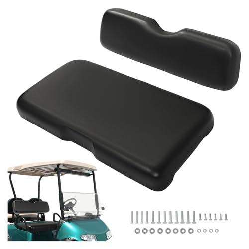 WUTIST Front Seat Bottom and Seat Backrest Compatible with 2008-Up EZGO RXV Models Front Seat Back & Seat Cushion Black Plastic Foam Wood