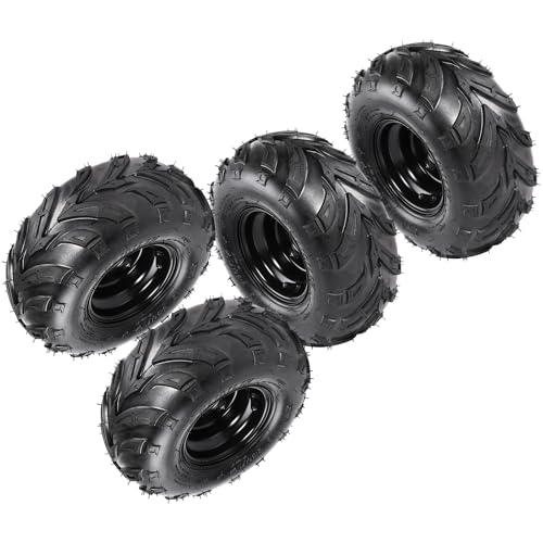 Kemblawolf 4 Pack 145x70-6 145/70-6 Tubeless Tires and Rims 6" ATV Go Kart Quad Wheels 3 Stud 78mm for 50cc 70cc 90cc 110cc 125cc TaoTao Coolster Kazuma Dune Buggy Mini Bike