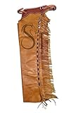 Western Shotgun Chaps Full Grain Leather Work Bull Trail Riding Equestrian Tack Show Horse Riding Chinks Custom Made Small Medium Large ST-CHI-069-Tan (Medium)