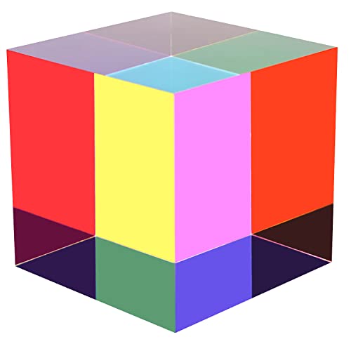 CMYCUBE CMY Colorful Cube, 3.93 inch (100mm) Acrylic Mixing Color Cube Prism for Physics Education Learning and Office Desktop Decor, Scientific Toys and Gifts for Kids