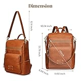 S-ZONE Genuine Leather Women Backpack Purse Vintage Fashion Shoulder Bag Travel Rucksack Daypack with Tassel Luggage Sleeve Cognac