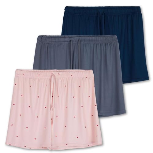 3 Pack: Women’s Soft Pajama Boxer Sleep Lounge Shorts PJ Bottoms Elastic Waistband Drawstring Stretch Casual 2023 Clothes Sweat Short Yoga Comfy Pockets Sleepwear Sweatshort Ladies- Set 4, Small