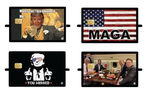 STICK IT TO ME Trump Credit Card Skin Sticker & Debit Card Skin for Card Cover - Trump Finger, Trump Money Can't Buy Happiness, MAGA US Flag, Trump McDonalds- Durable Card Cover for debit Cards