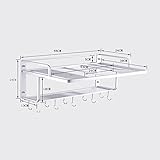 Ninetonine Alumimum Microwave Oven Wall Mount Double Deck Shelf With Hooks Silver