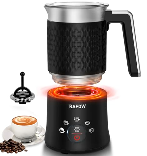 Milk Frother and Steamer - 5 In 1 Milk Frother Electric 11.8oz Automatic Milk Steamer Hot & Cold Foam Maker and Milk Warmer - Dishwasher Safe & Silent Working for Coffee,Latte,Cappuccino,Hot Chocolate