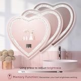 BesMirror LED Heart Mirror Crushed Diamond 24"x24", Heart Shaped Mirror Wall Mounted LED Vanity Mirror with 3 Color, Stepless Dimmable, Memory, Smart Touch and Shatter-Proof