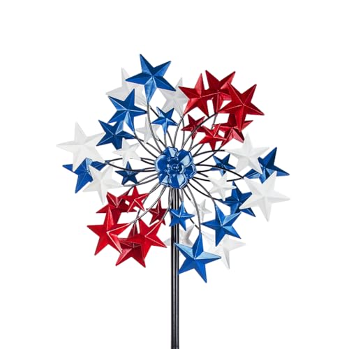 Venniy Outdoor Wind Spinner - Patriotic Metal Garden Spinners- Wind Sculptures July 4th Decorations for Garden, Yard 54 * 12.8 Inch