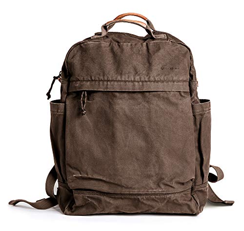 GOOTIUM Canvas Backpack for Women Vintage Style Zipper Bag Men's Casual Daypack Cloth Outdoor Travel Rucksack, Umber