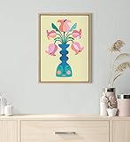 Kate and Laurel Sylvie Mid Century Modern Tulips Framed Canvas Wall Art by Rachel Lee of My Dream Wall, 18x24 Natural, Chic Floral Art for Wall