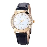 yunanwa 10 Pack Wholesale Women Watches Leather Rhinestone Inlaid Quartz Jelly Dress Wristwatch (10pcs-Leather Brand)