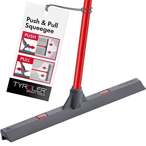 Tyroler Floor Squeegee for Concrete Floor, 17" Heavy Duty Squeegee for Floor, Squeegee Broom for Floor with 55" 4 Part Handle Perfect for Tiles, Marble, Garage, Deck, Patio, Bathroom, Shower, Window