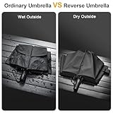 G4Free 62 Inch Large Golf Umbrella Compact Reverse Travel Umbrella 10 Ribs Windproof for Rain Double Canopy Automatic Open Close (Black)