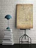 Old Style Poster Print of Cedar Park Texas | 8x12 12x18 16x24 20x30 24x36 Unframed Vintage Wall Art | Antique Rustic City Traveler Gift | Home Office Decor