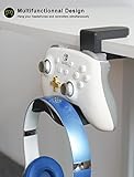 ETOWIFA Headphone Holder Hanger Upgraded with Rotating & Adjustable Clamp for Controller & Headphones, Headset Stand Under Desk Hook Mount Built in Cable Clip