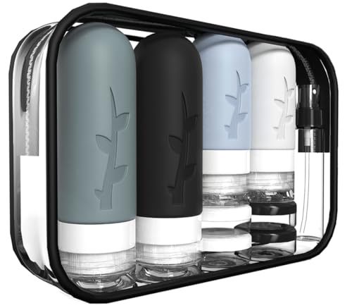 18pack Travel Bottles for Toiletries,TSA Approved Silicone Travel Containers jar for Toiletries,Leak Proof Refillable Liqus Shampoo And Conditioner Essentials toiletry Bottles