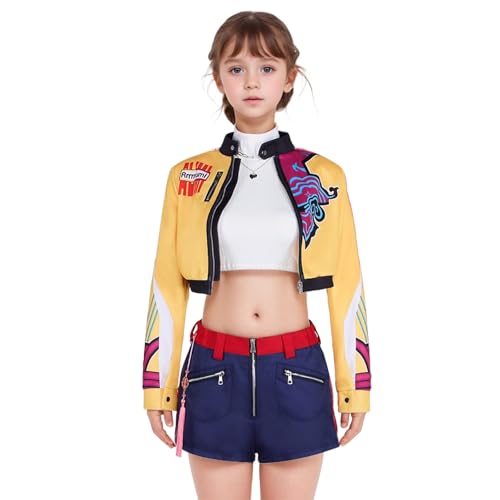 Lizagnur Demon Hunters Costume Cosplay Costume Halloween Top Pants Full Set Outfit (Yellow - Rum, X-Small)
