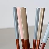 MANMUL sangjeom Korea Style Spoon and Chopsticks Set, 4 set lacquer Wooden Chopsticks Spoon (beige+pink+ivory+gray)