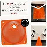 4E's Novelty 38 Pieces Set - 12 Traffic Cones With Hole on Top, 24 Checkered Flags, Racetrack Floor Runner - for For Race Car Birthday Party Supplies, Table Centerpiece Decorations Kids Gift