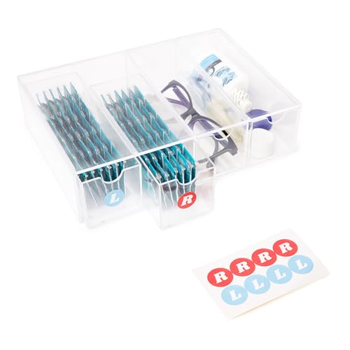 Daily Contact Lens Organizer Dispenser with R & L Labels – 4-Drawer Contact Lens Holder Storage – Multifunctional Clear Box Case for Color Contact Lenses, Glasses, Makeup, & More