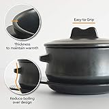 ElinCube Premium Korean Stone Bowl with Lid & Platter, Clay Pot for Cooking Hot Pot Dolsot Bibimbap and Soup Cookware