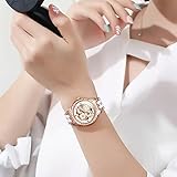 OLEVS White Ceramic Watches for Women Lucky Four Leaf Clover Skeleton Watch Two Tone Bracelet Luxury Mother of Pearl Dial Women's Automatic Watch Waterproof Big Wrist Self Winding Ladies Dress Watch