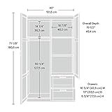 Sauder Miscellaneous Wardrobe/Storage Pantry Cabinet, L: 40.0" x W: 19.45" x H: 71.1", Soft White