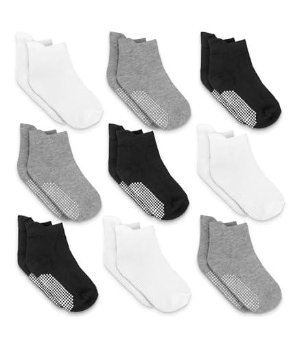 Infinno Baby Non Slip Ankle Socks 9 Pairs - Baby Socks with Grips for Infants Toddlers Kids, Boys and Girls 6-24 Months, 1T-7T