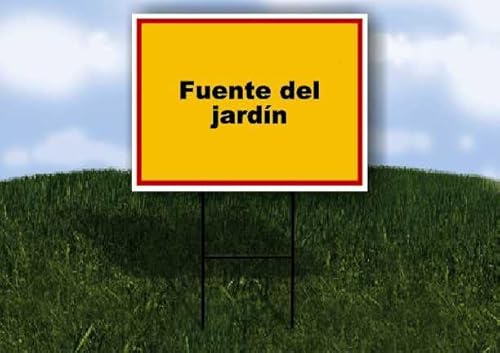 Fuente del jardín Spanish Red Yellow 1 Double Sided 18x24 in Yard Road Sign w/stand