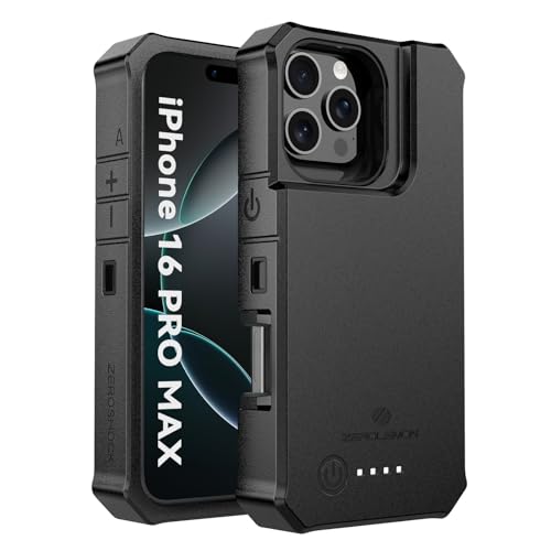 ZEROLEMON Battery Case for iPhone 16 Pro Max, 10000mAh Capacity, 18W Fast Charging Power with Full Edge Protection Extended RuggedJuicer Battery Charger Case for iPhone 16 Pro Max - Black