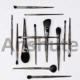 Anshute Natural Goat Hair Makeup Brushes Set of 14, Professional Natural Hair Cosmetic Brushes with Case, Beech Wood Handle. Super Soft Bristles, Variety of Brushes. Face Brushes, Eyeshadow Brushes