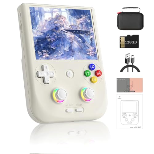 Techretroplay RG406V Handheld Game Console, (8+128G)+128G SD Card / 4000+Games 4-inch IPS Touch Screen Unisoc T820 Android 13 Retro Arcade Emulator Portable Video Player - with Carry Case