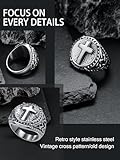 Oaldilee Mens Christian Cross Ring Stainless Steel Religious cross Shield Ring for Men,Size 11