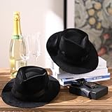 Sureio 24 Pcs Gangster Hat, Plastic Gentlemen Hats, Gangster Costume Hats for Adults 1920s Party Hats(Black)