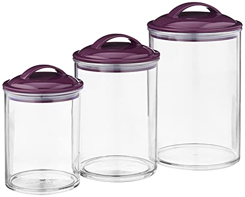 Calypso Basics by Reston Lloyd Acrylic Storage Canisters, Set of 3, Plum