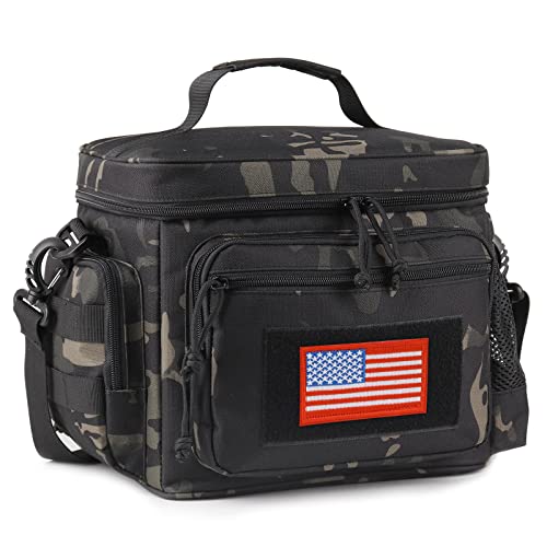 ATRIPACK Lunch Box for Men, Tactical Lunch Bag MOLLE Webbing Leakproof Insulated Large Lunch Cooler Women Adult Meal with Adjustable Shoulder Strap Durable Lunch Pail (Camo-Black)