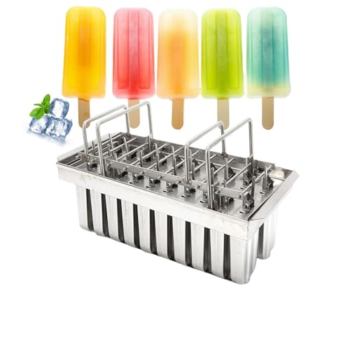 20 Pcs Stainless Steel Popsicle Molds, Ice Pop Molds with Sticks Holder Quick Release Ice Cream Moulds 85g/0.19 lbs Capacity for Home Ice Drink Shops
