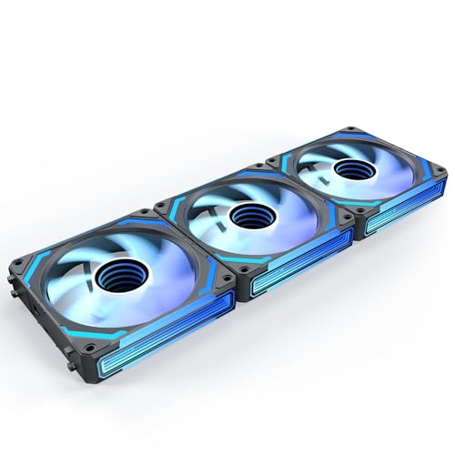 AsiaHorse COSMIQ 120mm PC RGB Fans Computer Case Fans, 5V 3-PIN Connector Daisy Chain PWM Cooling with Controller for Cases CPU Liquid Coolers (Black COSMIQ Forward, Black-3)