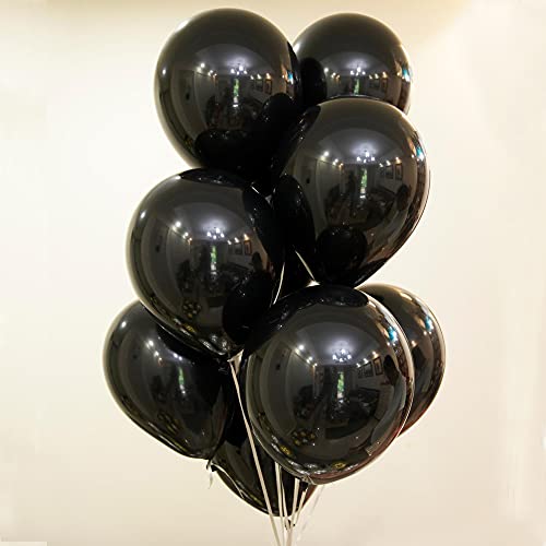 COLORFUL ELVES 12 Inch 100 Pcs Metallic Chrome Black Balloons Latex Helium Shiny Thicken Balloons Party Decoration