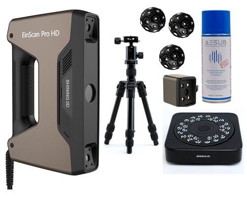 EinScan Pro HD Multi-Functional Handheld 3D Scanners - Shining 3D Ultra Scanner with Turntable & Color Pack, 3D Scanner for 3D Printing Kit, Reverse Engineering & Object 3D Modeling, Body Scan 3D