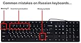 USB Keyboard with Russian English (Cyrillic) Letters/Characters- Full Size Slim Desktop Design