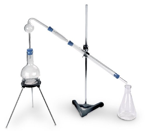 American Educational 7-400-2 Distilling Apparatus, Includes Liebig Condenser, Kjeldahl Bulb, Flasks, and Supports