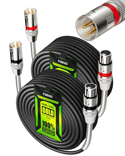 Foboiu XLR Cables 75ft 2 Pack,Long XLR Microphone Cable with Gold-Plated Connectors，Oxygen-Free Copper (OFC) Shielded and Balanced Male to Female Cord for X LR Cable Speaker，Metal Spring SR