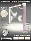 LED Desk Lamp 36W, 4000-6000K Dimmable Table Lamp, 3 Lighting Modes, Square Desk Light for Study, Model Building, Painting, Crafting-Pink