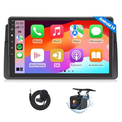 Eonon Car Stereo for BMW 3 Series 325i 330i M3 (E46) 1998-2006, Android 14 Wireless CarPlay Stereo, 9 Inch Touchscreen Android Auto Radio, Bluetooth/SWC/GPS, 3+32G - E46X7