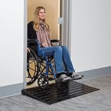 Silver Spring 4" High Rubber 3-Channel Threshold Ramp 600 lb. Weight Capacity for Wheelchairs, Mobility Scooters, and Power Chairs, with Slip-Resistant Surface - DH-UP-84