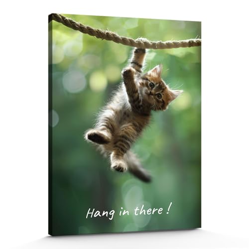 Generic hang in there cat poster Inspirational Canvas Print – Uplifting Wall Art for Home and Office 12x18inch-Unframed