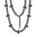 Bestyle Black Skull Choker Necklace 9mm Thick Heavy Thorns Iron Chain Necklace Unisex Hip-hop Harajuku Punk Gothic Cuban Chain Necklace for Men Women 16 inch