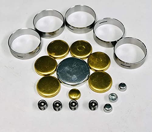 Cam Bearings & Brass Freeze Plug Set Compatible with Ford sb 35d sb 351W 302 289 260 255 221