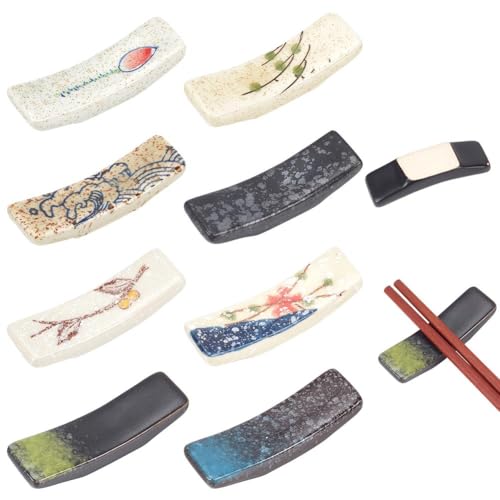 beinkmake 8Pcs Japanese Chopstick Rest Ceramic Chopstick Holder for Dinner Spoons Forks Paint Brushes Table Decoration