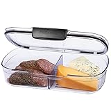 Progressive Prokeeper + Deli Storage Set: Air-Tight Silicone Sealed Containers w Grooved Bottom, Dry Erase Lid, BPA-Free, Stackable, Keeps Meats & Cheeses Fresh Longer, PKS-710C Split Deli 1.6L